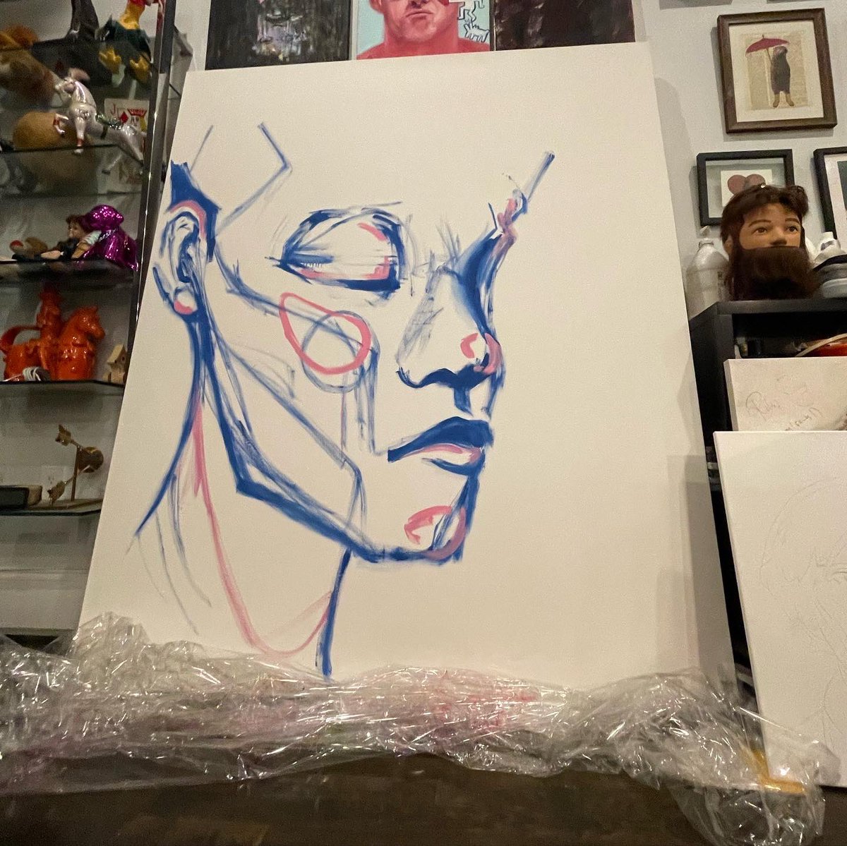 artishstudios's tweet photo. Started a new large scale painting that had nothing to do with the series I’ve started and been planning. Why? Because I love to take on a million things at once. 

#portrait #oilpainting #art #arte #brooklynartist #artishstudios #queer #queerart #gayart https://t.co/SwoFB0n5O2