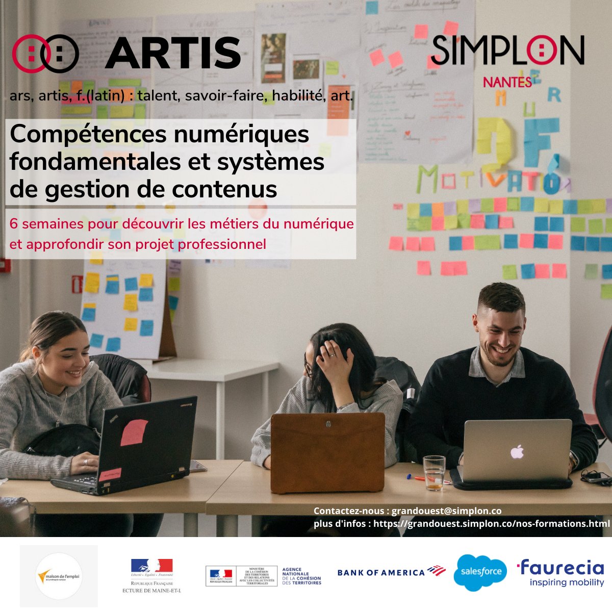 👩‍💻Bientôt à #Nantes 👩‍💻
🎯 Le SAS #Artis est une #formation gratuite et certifiante de 6 semaines pour :
✨ Découvrir les métiers du numérique
✨ S'initier à la #programmation

👉🏼 Plus d'infos et formulaire d'inscription : ow.ly/Lt2e50I0hwK

#jeunes #inclusion #numérique