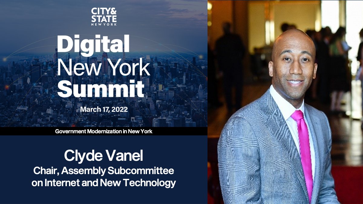 CSNY_Events's tweet photo. On 3/17, join us for our #DigitalNY Summit where @clydevanel will join a panel on government modernization in New York!
Find out more & RSVP: https://t.co/DCB2SfFxoM https://t.co/PBB9pdLbdn