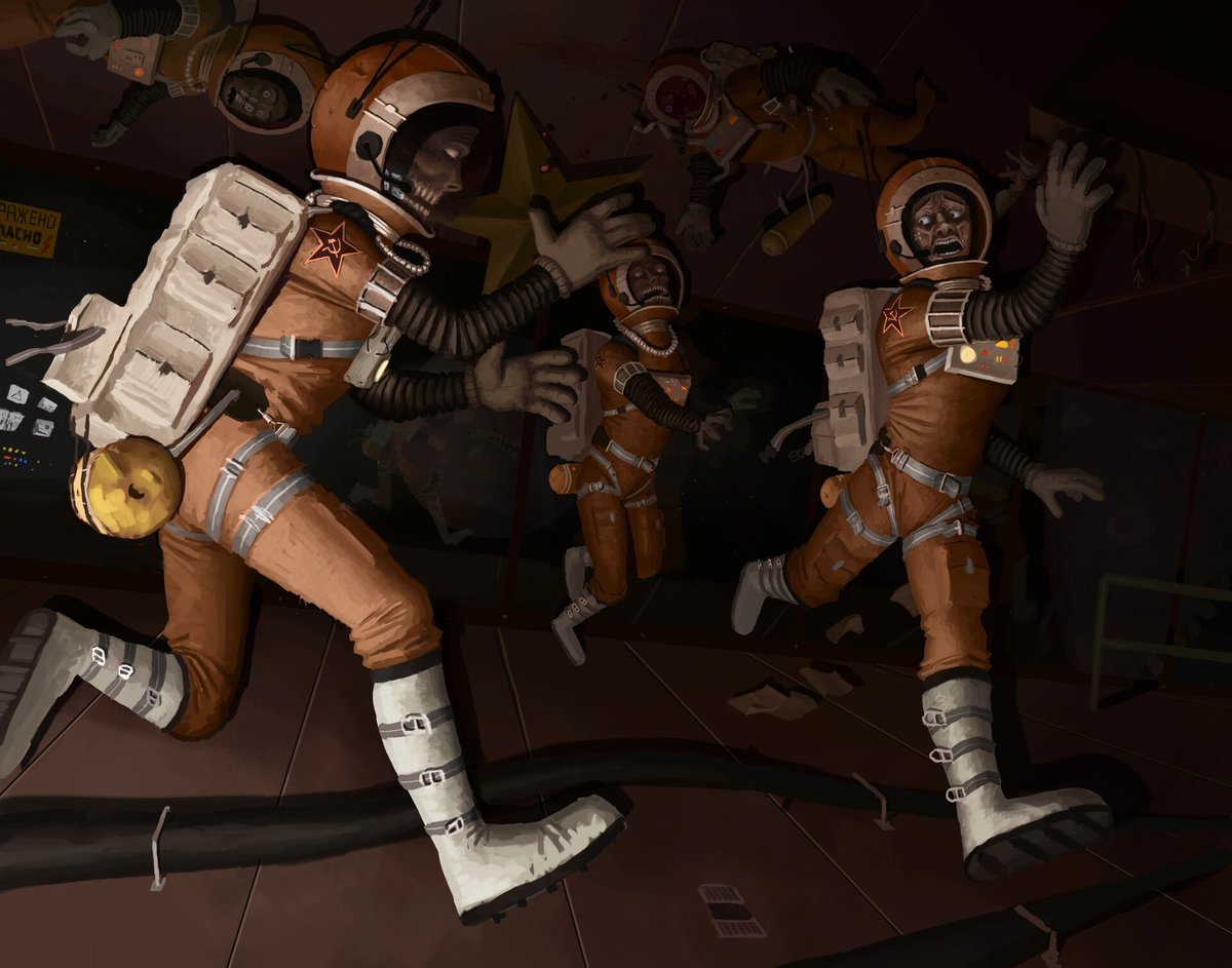 wyattsailors's tweet photo. 'Zombie Cosmonauts' done in Photoshop
Scifi horror series I'm working on with lots of lovecraft stuff and zombies.

Insta @ wyattsailors

#zombie #space #scifiart #horror #DigitalArtist https://t.co/jKWosSj9WE