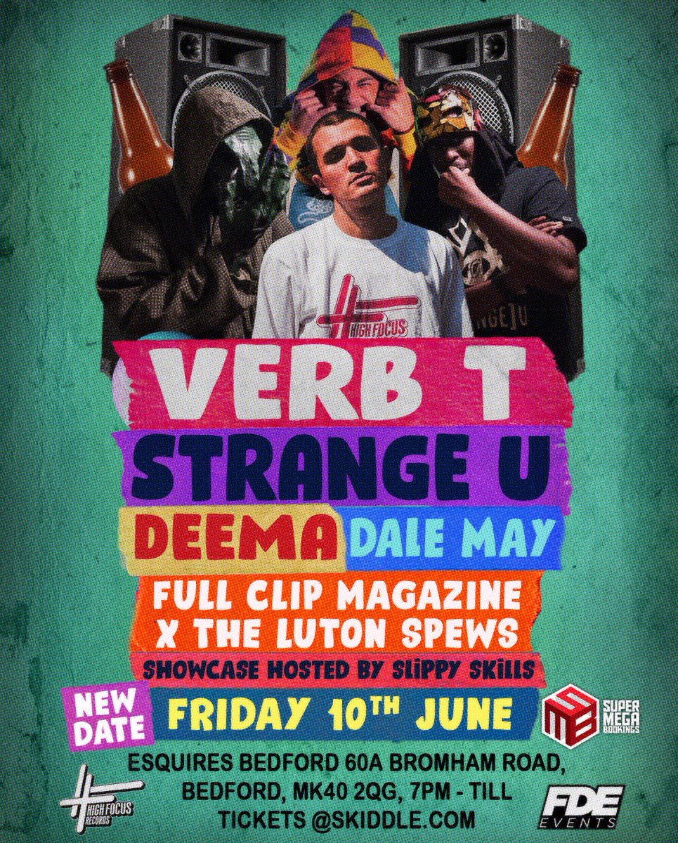 SlippySkills's tweet photo. This events been rescheduled for June 10th and I've been added to the line up - so I'm bringing a squad with me 4 a @FullClipMag showcase at @BedfordEsquires💥

Catch us supporting @realverbt @strange_u + @SM_Bookings 

https://t.co/xsnL4Kjp0l

#VerbT #StrangeU #UKhiphop #Bedford https://t.co/msFbn0MVEO