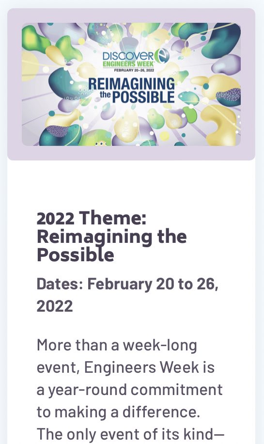 Happy National Engineers Week 2022!  <a href="/DiscoverEorg/">DiscoverEngineering</a> #Eweek2022 explore the many ways engineers reimagine the possible! Meet an engineer.  Learn #WhatEngineersDo and how they make the world a better place <a href="/PLTWorg/">Project Lead The Way</a> <a href="/stem_do/">Do STEM</a> <a href="/SouthOhioSWE/">South Ohio SWE</a> <a href="/iisenet/">IISE</a> <a href="/CJSTEMMCenter/">CJ STEMM</a> <a href="/cjeagles/">Chaminade Julienne Catholic High School</a>