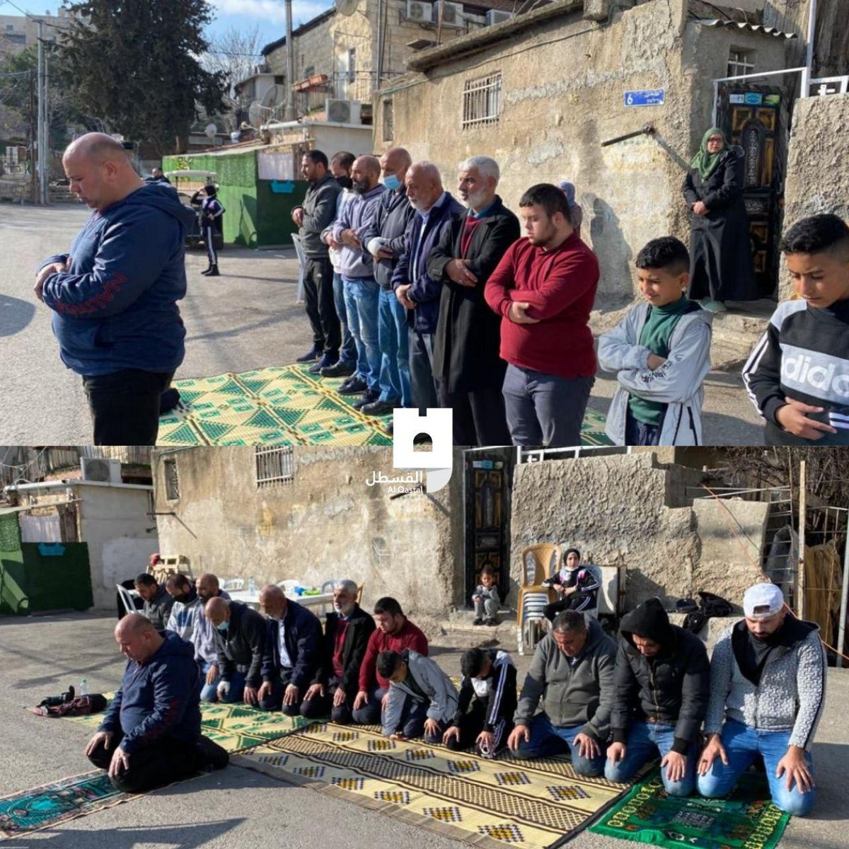 IPalToday's tweet photo. Palestinians performed Aser prayer in the highly-tense occupied Jerusalem neighborhood of Sheikh Jarrah.
#SaveSheikhJarrah https://t.co/YhddTEDaSi