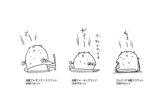これが最近のねこて〜脚トレ日基礎メニューです 楽しい +αその日のメニューに足してやりたいのをやってる…… 
