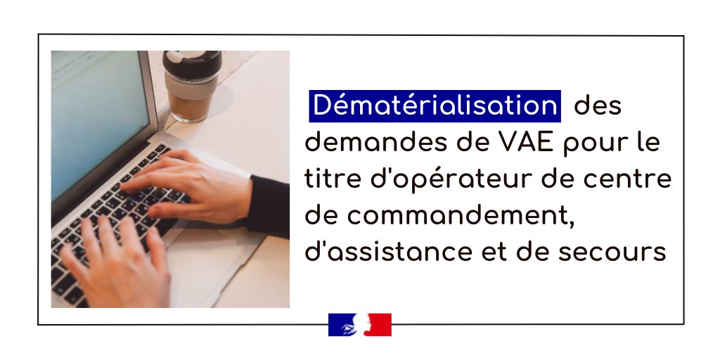 SecCivileFrance's tweet image. 💻 #LeSaviezVous Vous pouvez désormais déposer une demande dématérialisée de validation des acquis de l'expérience (VAE) afin d'obtenir le titre d'opérateur de centre de commandement, d'assistance et de secours #OCCAS via la plateforme @demarches_simpl !
➡️francecompetences.fr/recherche/rncp…