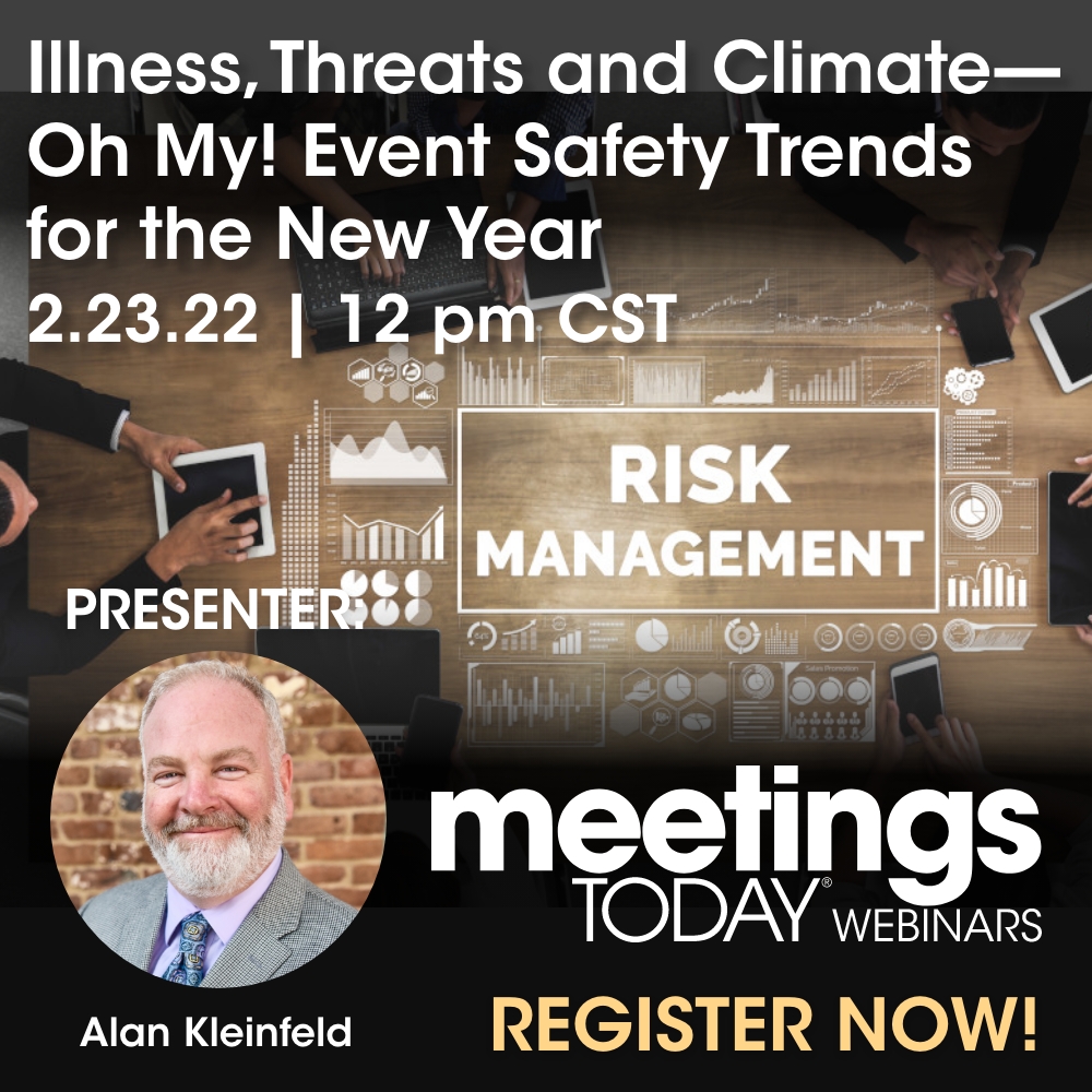 meetingstoday's tweet photo. No one can predict the future but we can all prepare for it. Join us and safety expert, @akleinfeld for this one hour #webinar discussing the latest industry safety trends.
https://t.co/a3ZhsRfDLe

#eventprofs #meetingprofs #safety https://t.co/JXHQK395g0