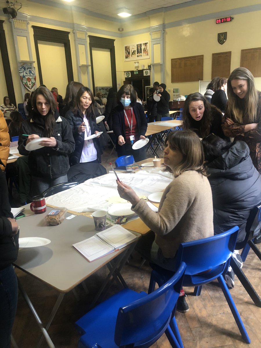 Teaching &amp; Learning Cafe in full swing at VHS today. Great to hear teachers sharing good practice &amp; thinking about how they can use their Thinking Hard Trade Cards to get our students thinking harder in lessons! #thinkinghard