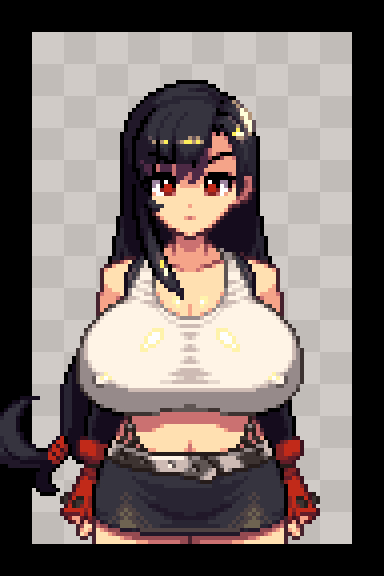 ティファ・ロックハート 「正面ドット絵 カミーユとティファ #ドット絵 #おっぱい #カミーユ(幻想水滸伝」|湯村きの 🔞のイラスト