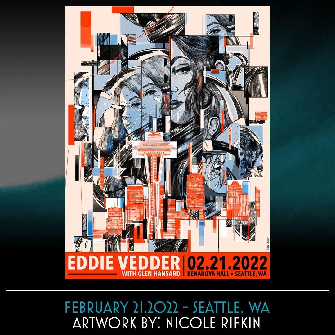 demetriosns's tweet photo. "mrtsurt - Tonight's @eddievedder event merch for Seattle Night 1. Event poster by @nicole_rifkin Welcome to the team. #eddievedder #evmerch #TSURT #gigposter #rockposter #eventposter" https://t.co/tahgWMO1eZ https://t.co/psanHiG1yF