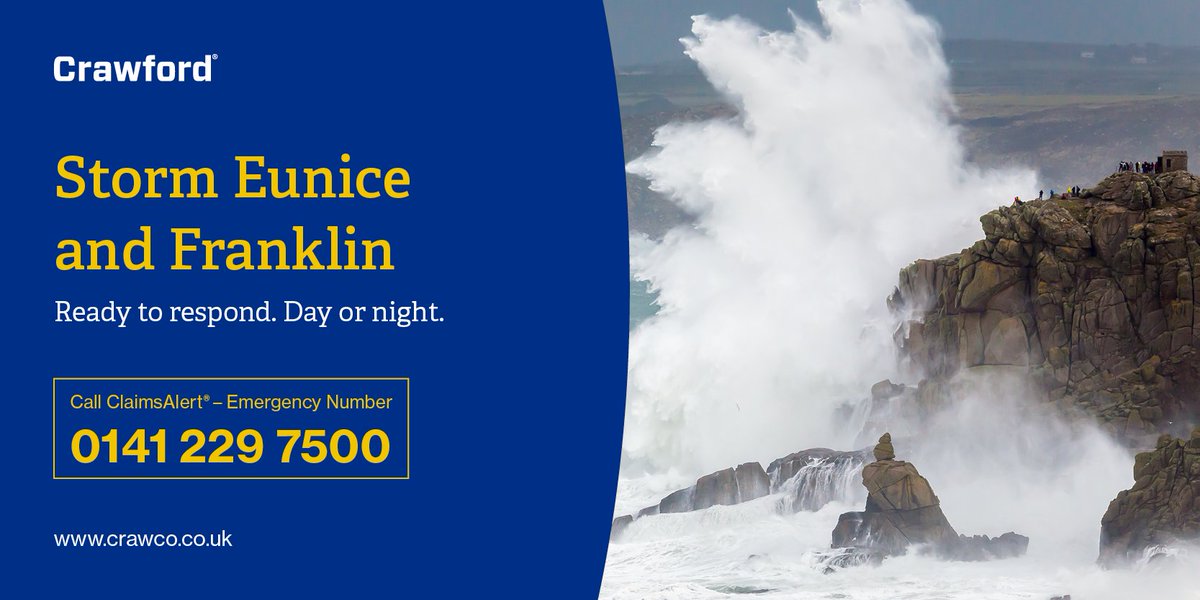 A busy weekend responding to claims from #StormEunice and now #StormFranklin which has hammered parts of the UK with strong winds and heavy rain. Crawford’s early planning and increased use of technology has proved invaluable. Read our latest update here: bit.ly/3I11bJs