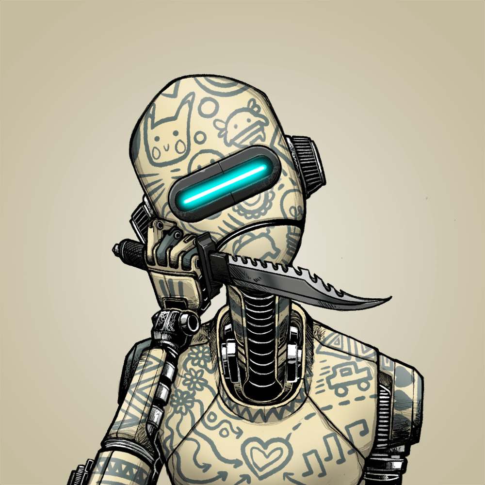 bluebotsnft's tweet photo. Never bring a bot to a knife fight...

#BlueBotsNFT #Solana #MagicEden #NFTProject #NFTCommumity #SneakPeek https://t.co/kRy6XjGMOy