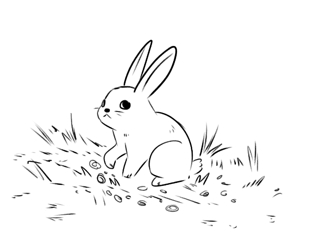 Exciting news!! I'm delighted to share that I saw a bunny today. I couldnt get a picture but here's an artist's rendition 