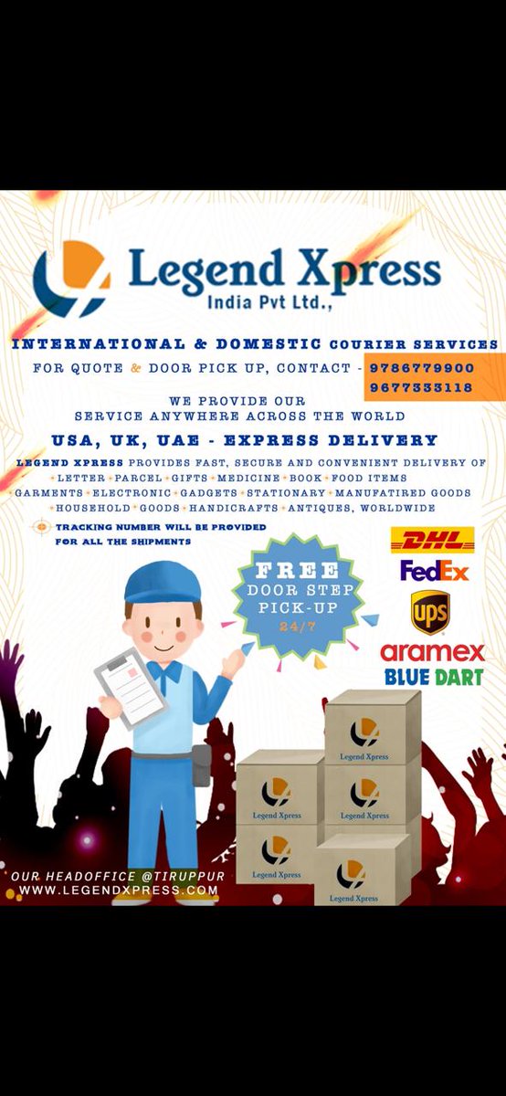 Jegatha_new's tweet photo. #LegendXpress courier services..😊👍
International &amp; Domestic courier Services..!!
Provide Fast and Secure Delivery...!!!

@Sanchitbabu 👏💐
#courierservices https://t.co/9fNhQnFpcU