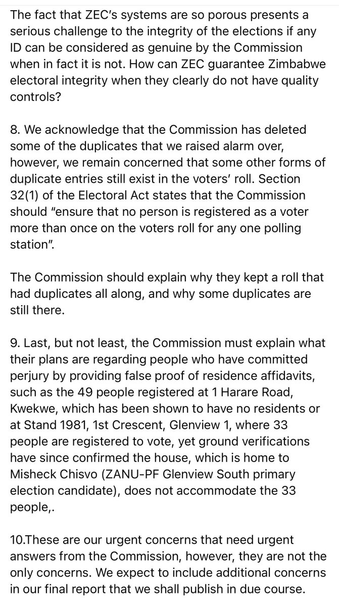 1. Team <a href="/PacheduZW/">Team Pachedu</a> have released a press statement regarding their ongoing inspection of the voter’s role.

They have picked massive irregularities which were part of an attempt to rig elections.

These irregularities were authored by Zimbabwe’s electoral body <a href="/ZECzim/">Zimbabwe Electoral Commission</a>

RETWEET