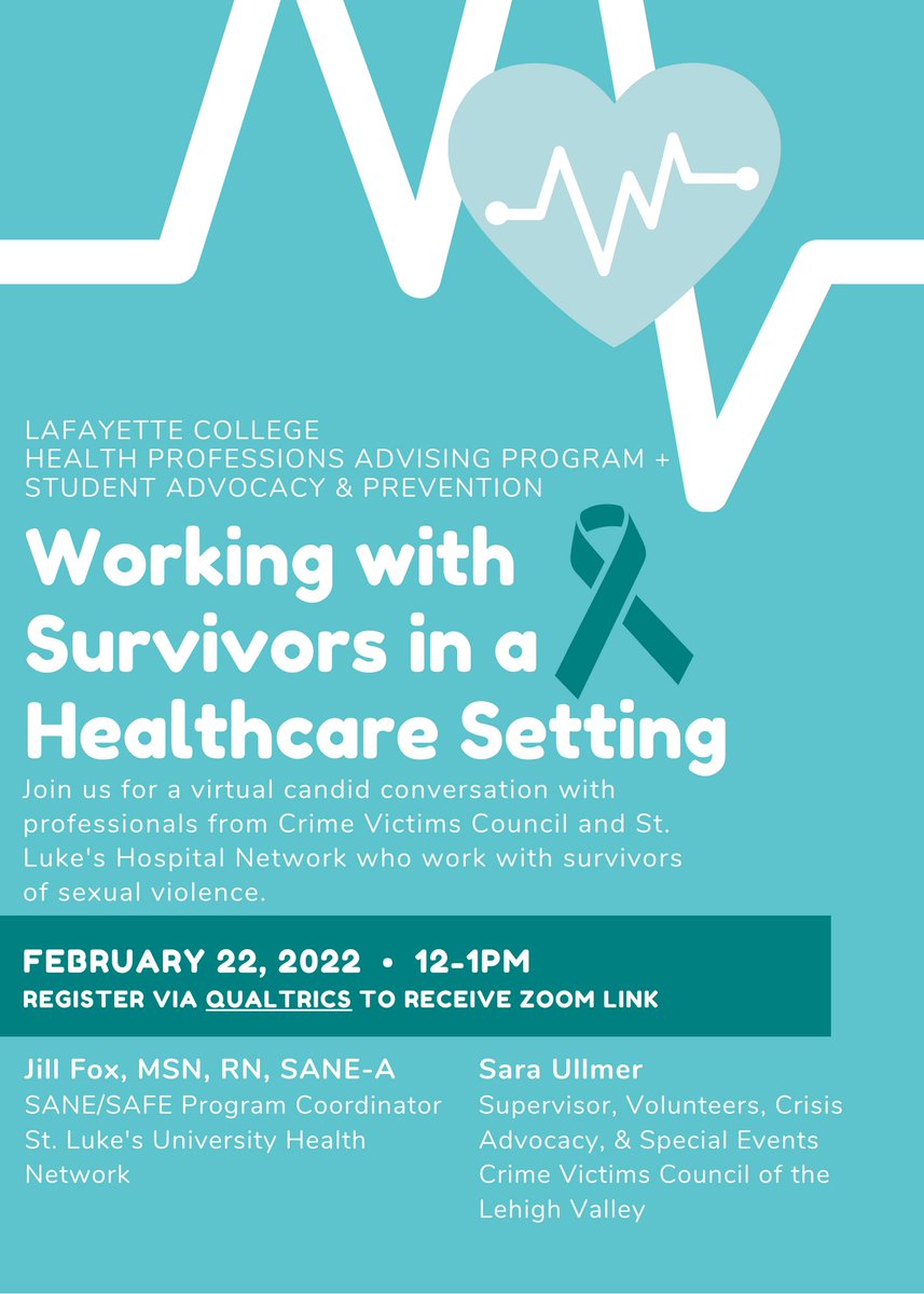 HPLafCol's tweet photo. Join us tomorrow, FEB 22 at noon for a virtual conversation with professionals from CVC and St. Luke's hospital who work with survivors of sexual violence. Register at this link:  https://t.co/iM7DWnb7xy. https://t.co/TXwSZgf9ft
