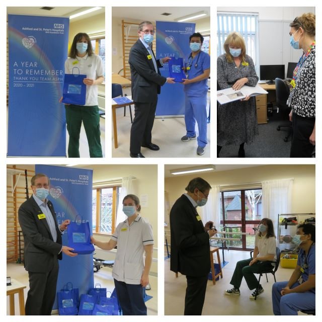 ASPHFT's tweet photo. Our Woking and Milford community hospital colleagues were presented with their covid star medals and yearbooks recently by our chairman, Andy Field. Well done team #ASPHFT @AndyField1 https://t.co/Gpd4QoH4y6