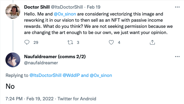 NFTtheft's tweet photo. "We are not seeking permission" https://t.co/y8SNnWPpdw