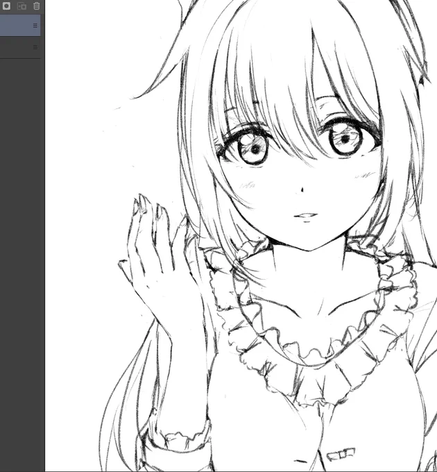 いつもよりややリアル調に美少女描いてる 