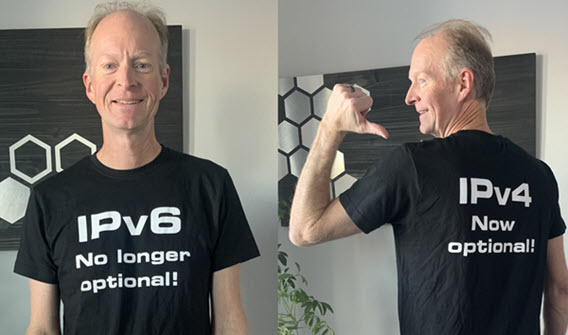 Awesome #IPv6 No longer optional (IPv4 now optional) t-shirt from Torbjörn Eklöv Thank you @tobbe_interlan!