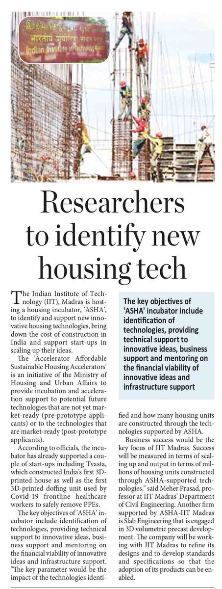 FGCTweets's tweet photo. .@iitmadras hosting a housing incubator called Accelerator Affordable Sustainable Housing Accelerators (ASHA), to identify &amp; support new innovative housing technologies, bring down the of construction in India, @akaGJS reports for @PTI_News 

@livemint

https://t.co/RLNQ1D3v1c https://t.co/dbvH4GwpN8