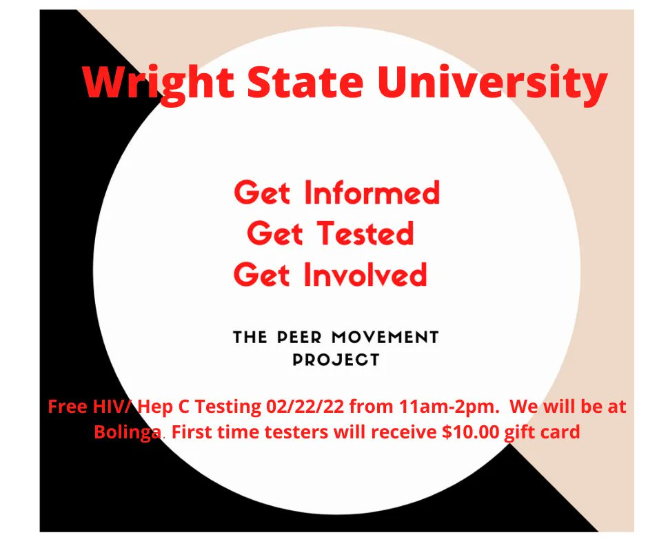 PeerMovementPro's tweet photo. Wright State University come out tomorrow for free HIV/HEP C testing! https://t.co/KYmukvlYnt