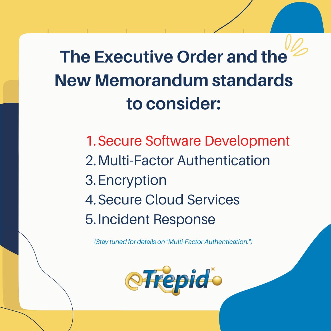 eTrepid's tweet image. #SecureSoftwareDevelopment: According to the #ExecutiveOrder, the #contractor business must develop #software, evaluate its security, and ensure it is protected for use. To learn more >>> hubs.ly/Q014nFJ10 #technology #Security #DoD #DepartmentofDefense