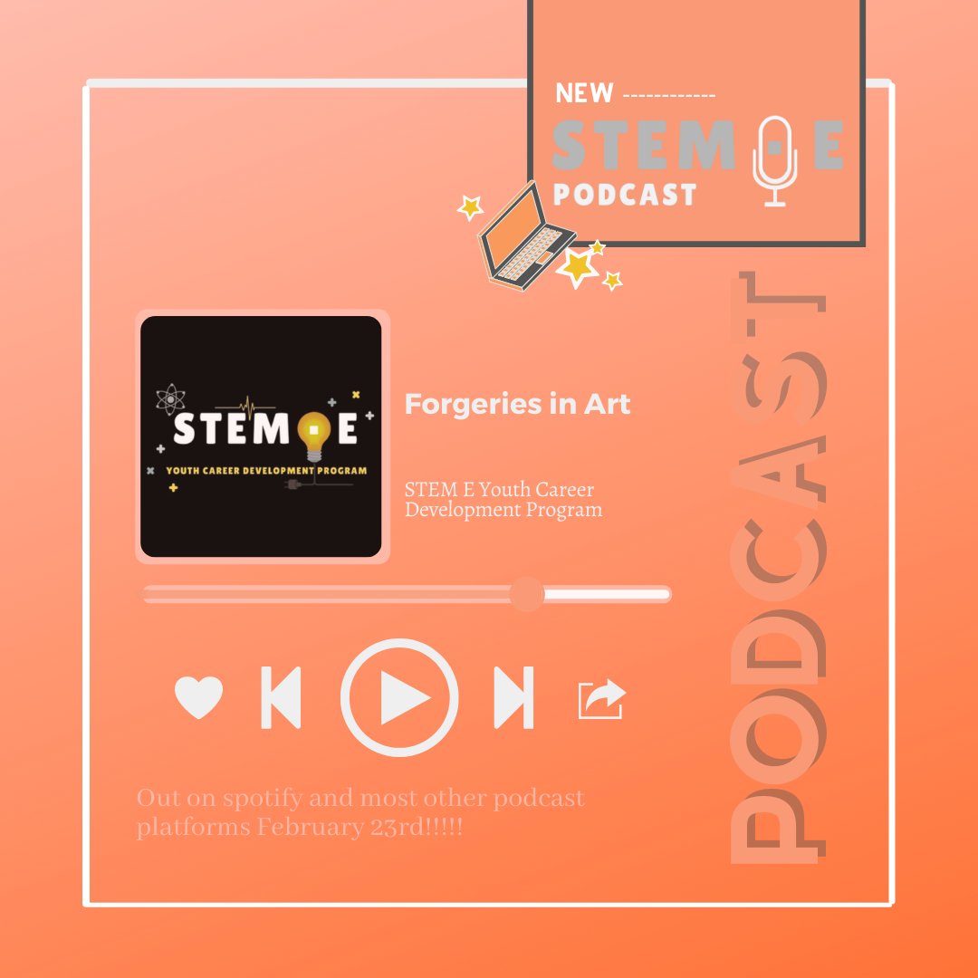 steme_ycdp's tweet photo. ✨Don't miss our upcoming podcast! "Forgeries in Art" will be available on Spotify and other podcast platforms on February 23rd🎉
https://t.co/4S4g10DqsM
#steme #stem #science #technology #podcast #spotify #intern #forgeries #art #youth #intern #engineering #entrepreneurship https://t.co/6KUcpQFbbb