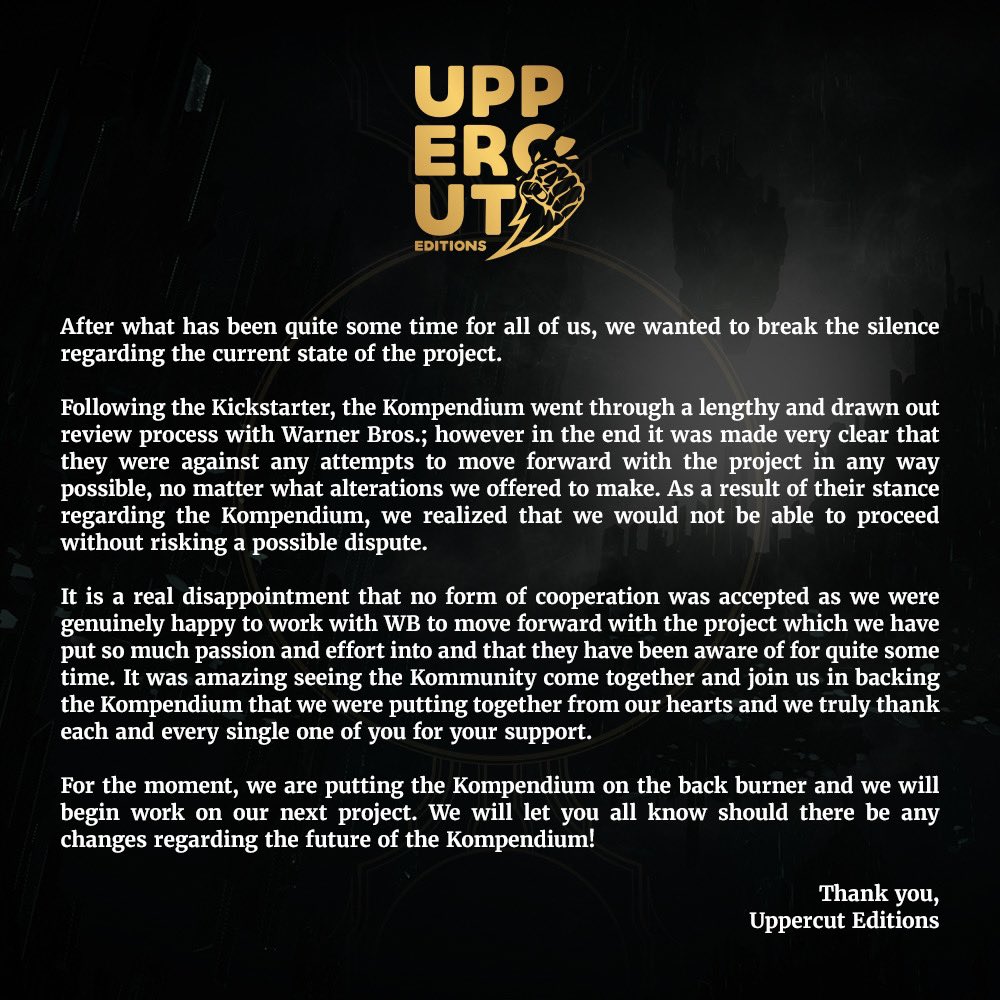 UppercutLLC's tweet image. For those who missed it - An update from Uppercut Editions.