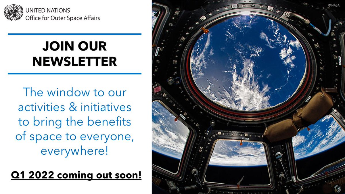 Keen to learn more about #UNOOSA activities, events and opportunities? 

Subscribe to our Newsletter &amp; stay up to date.

Sign up here: ow.ly/5MaB50I0l7O