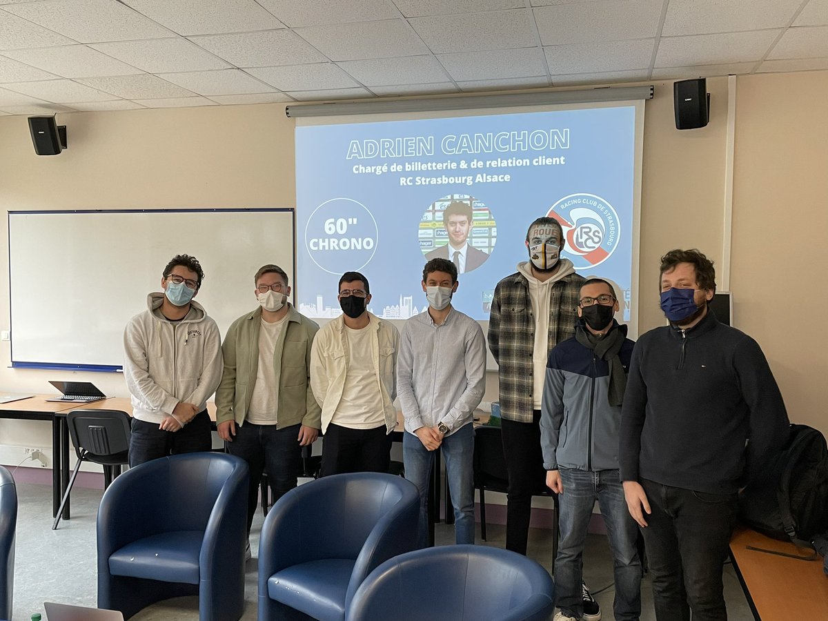 Merci à @adriencanchon - chargé de billetterie &amp; relation client au <a href="/RCSA/">Racing Club de Strasbourg Alsace</a> - de venir partager son expérience pour le @Master2MMSSP <a href="/univrouen/">Université de Rouen Normandie</a> et bravo aux groupe organisateur !