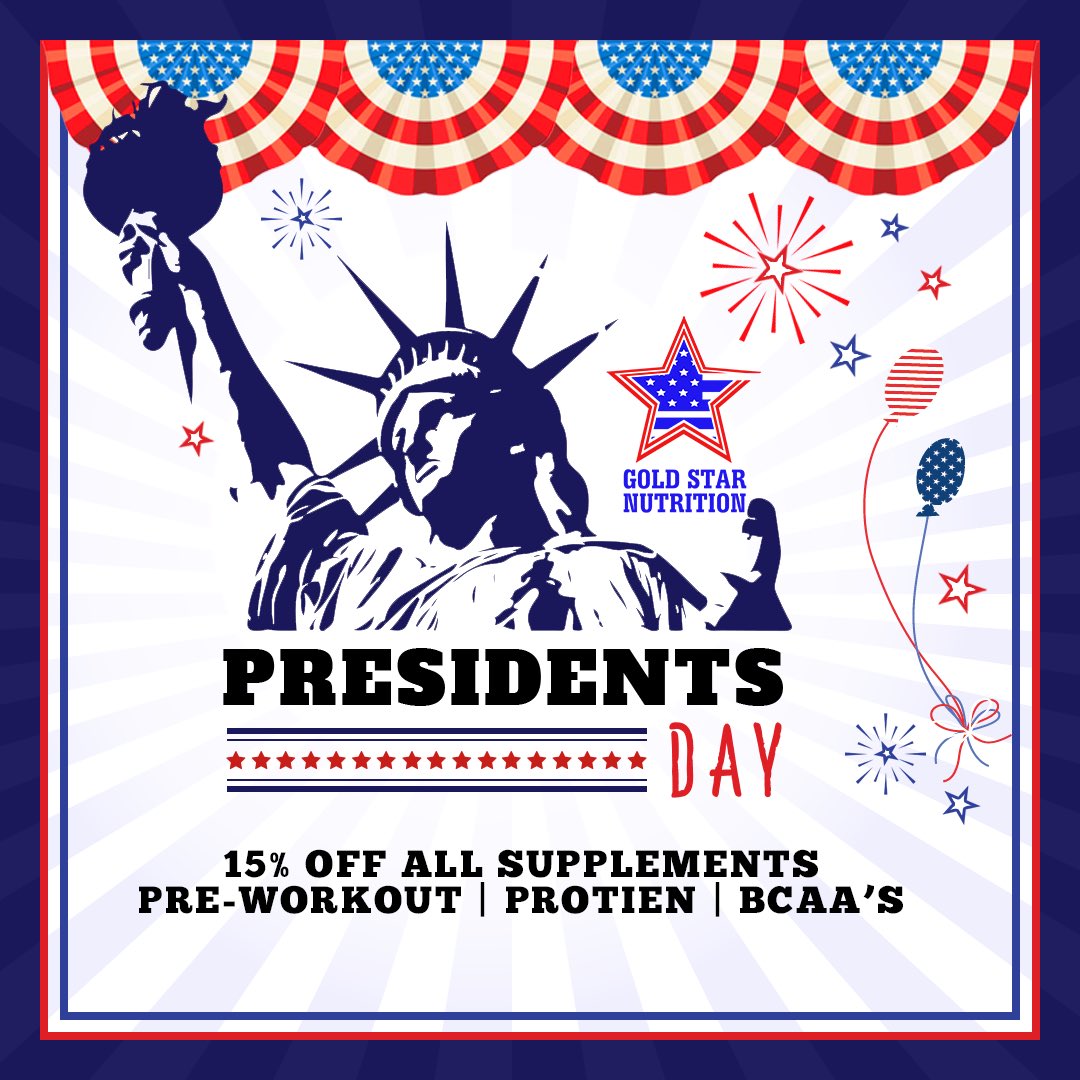 15% off all supplements to celebrate all of our executive branch bros and GW’s birthday! Come see us, we’re open til 7! 🇺🇸🗳#BeBoldbeGold #knoxvilletennessee #presidentsday