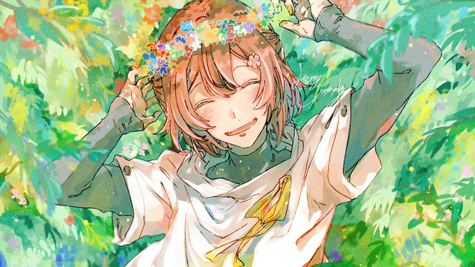 「flower wreath ribbon」 illustration images(Latest)