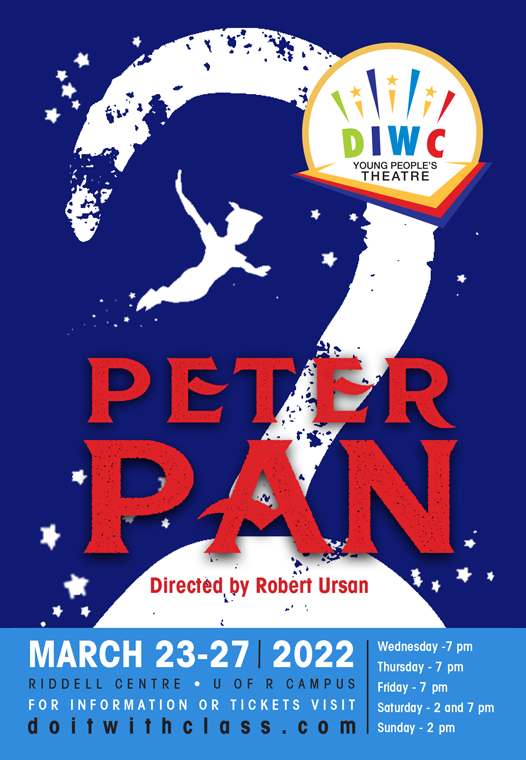DIWC's tweet photo. Ticket sales are now open!!!
https://t.co/ULOFS1H1T7
DIWC is launching its next magical production!
Peter Pan runs March 23- 27 at the University of Regina's Ridell Theatre.
Don't wait to purchase - the last show sold out in under a week! https://t.co/trR9gTUyyw