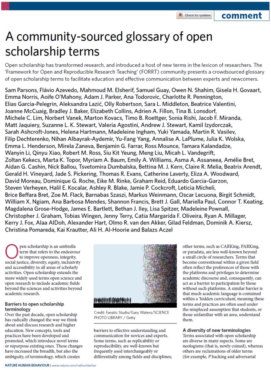 FORRTproject's tweet image. Interested in #Reproducibility and #OpenResearch but not sure what terms like #bropenscience, PARKing &amp;amp; WEIRD mean? @FORRTproject to the rescue! 

Check out our new glossary, featured in @NatureHumBehav.

🧵1/12

🔗nature.com/articles/s4156…
🔗(pre/postprint) osf.io/preprints/meta…