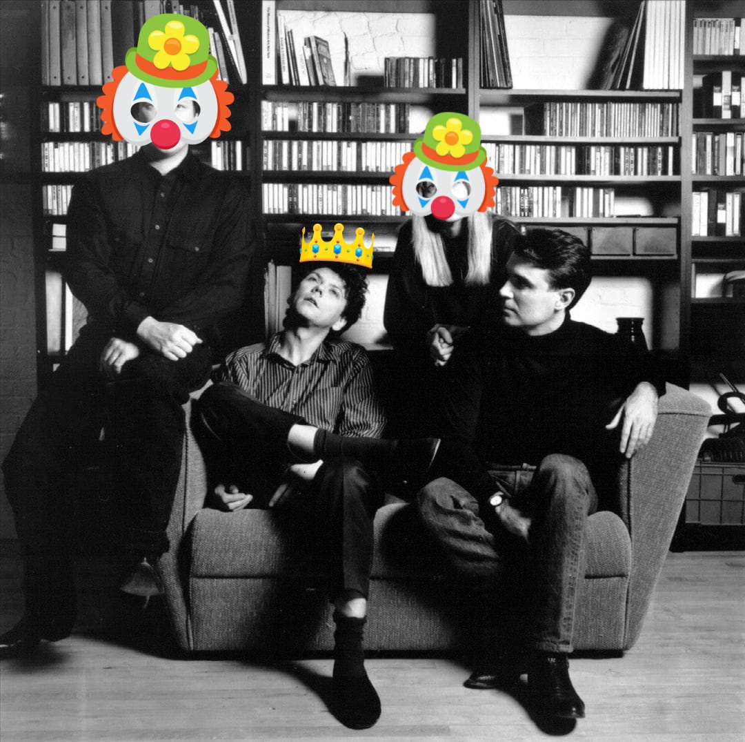 Happy birthday to Pisces king Jerry Harrison (pictured here with his former bandmate David Byrne and two clowns) 