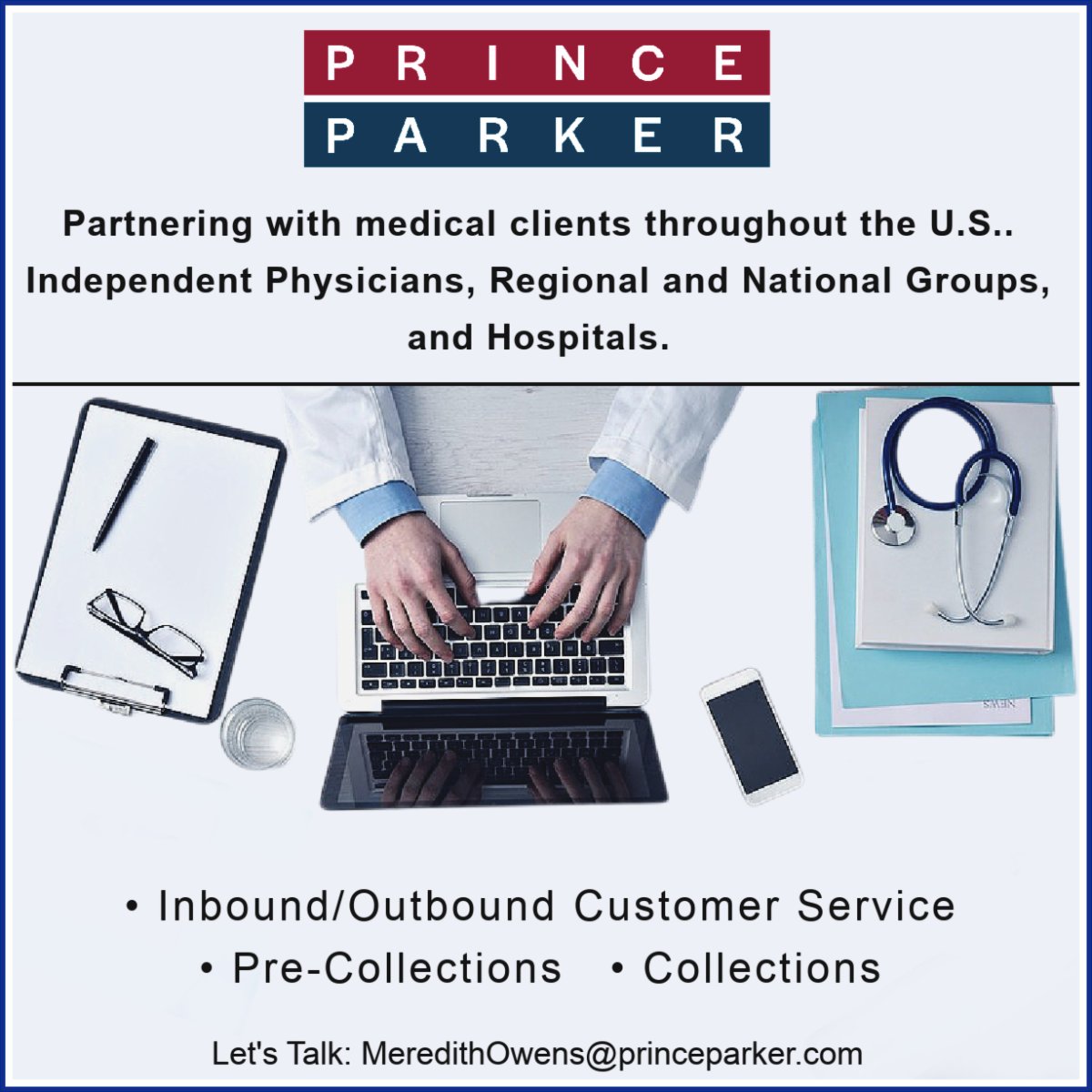 PrinceParkerMed's tweet photo. Providing our medical partners financial and operational improvements for 30 years. Let's partner for 2022 goals. #charlotte #raleigh #charleston #hickory #doctor #medical #revenuecycle #debtcollection https://t.co/Uc88xIJSvk
