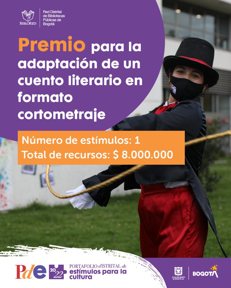 Nos inventamos esta beca que busca adaptar un cuento literario a formato cortometraje. Entregamos $8.000.000 por los derechos de adaptación a la editorial y $35.000.000 para la realización del mejor guion adaptado. ¡Participen!

sicon.scrd.gov.co/convocatorias/…