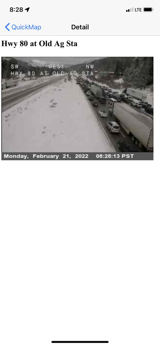 CaltransDist3's tweet image. #TrafficAlert for traffic being held on westbound I-80 in Truckee due to vehicle spinouts. There is no ETO for spinouts to be cleared and the roadway to reopen. Please drive to  arrive to your destination safely this Presidents Day holiday. @CHP_Truckee