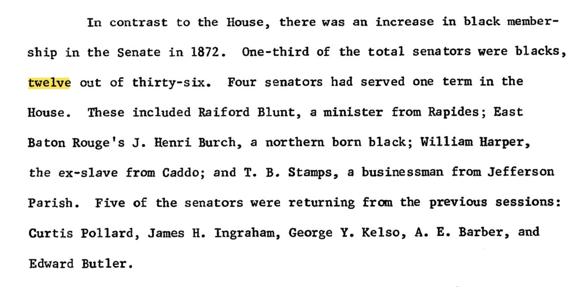 150 years ago there were more Black elected members of the .@LouisianaSenate than there are today. In 1872, 12 of 36 were Black. In #BlackHistoryMonth 2022, while Louisiana is now more than 1/3 Black, only 11 of 39 districts are majority Black. #LaLege #LaGov #VetoAllTheMaps⚖️⚜️