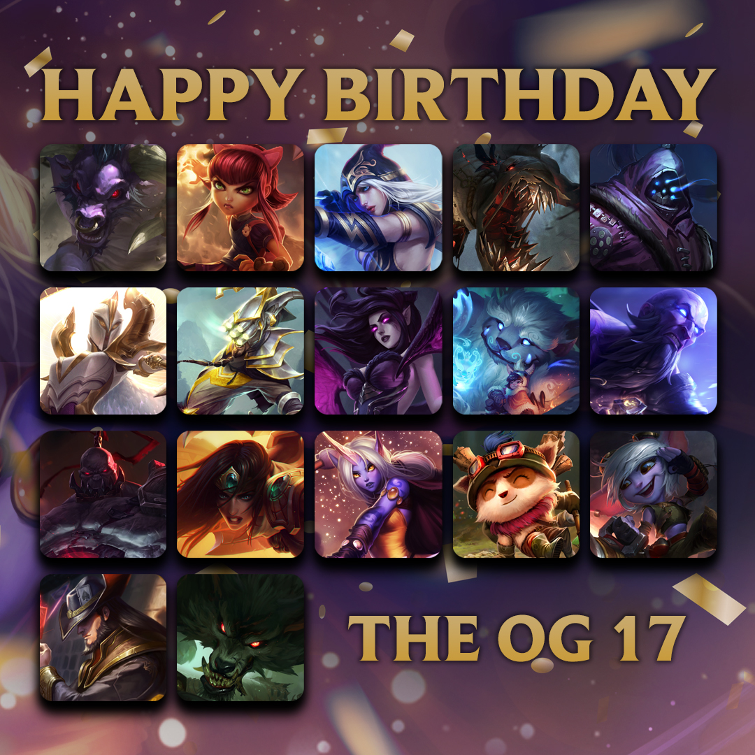 League Legends on Twitter: a very special happy bday to original 17 champions! Who are you celebrating today? 🎉 https://t.co/nemxJPfe30" / Twitter