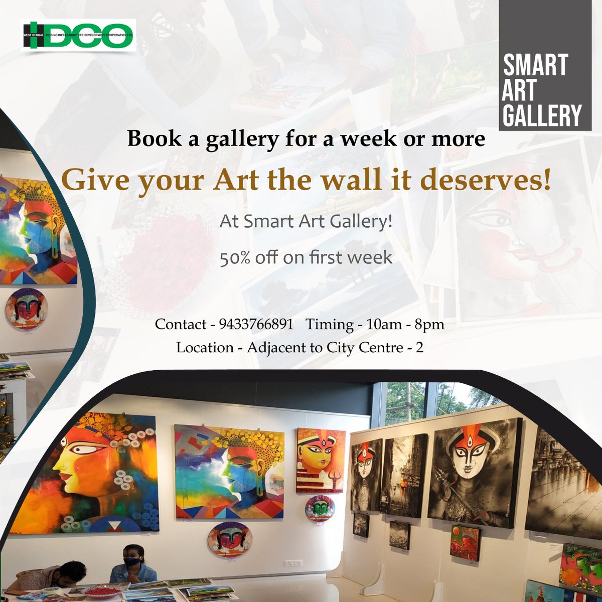 AsokeKumarRoy7's tweet photo. Smart Art Gallery in Smart City Newtown! 
A space specially designed for Artists to promote Art. Get 50% off on the first week. Book your space in advance! 
Contact - 9433766891

#smartartgallery #artexhibition #artgallery https://t.co/4TUssQnUOD