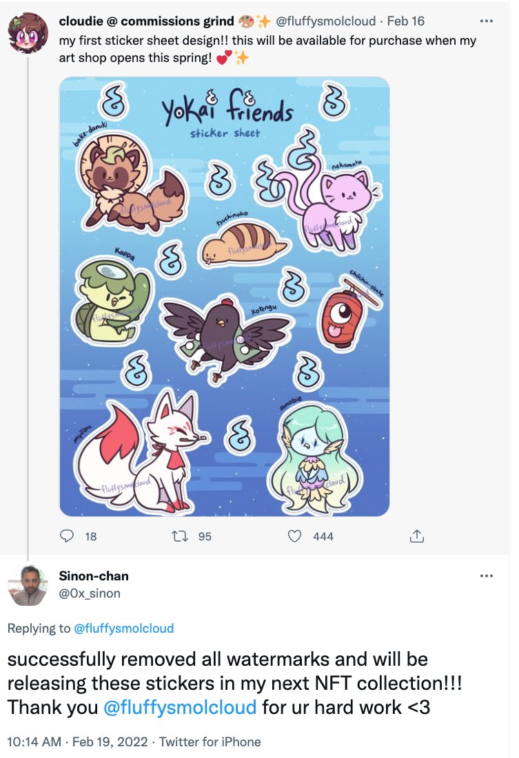 NFTtheft's tweet photo. These two crypto-trolls are sending harassing messages to artists on Twitter and threatening to mint their work as NFTs. This truly is a hellsite sometimes. https://t.co/kBRuUHUyuM