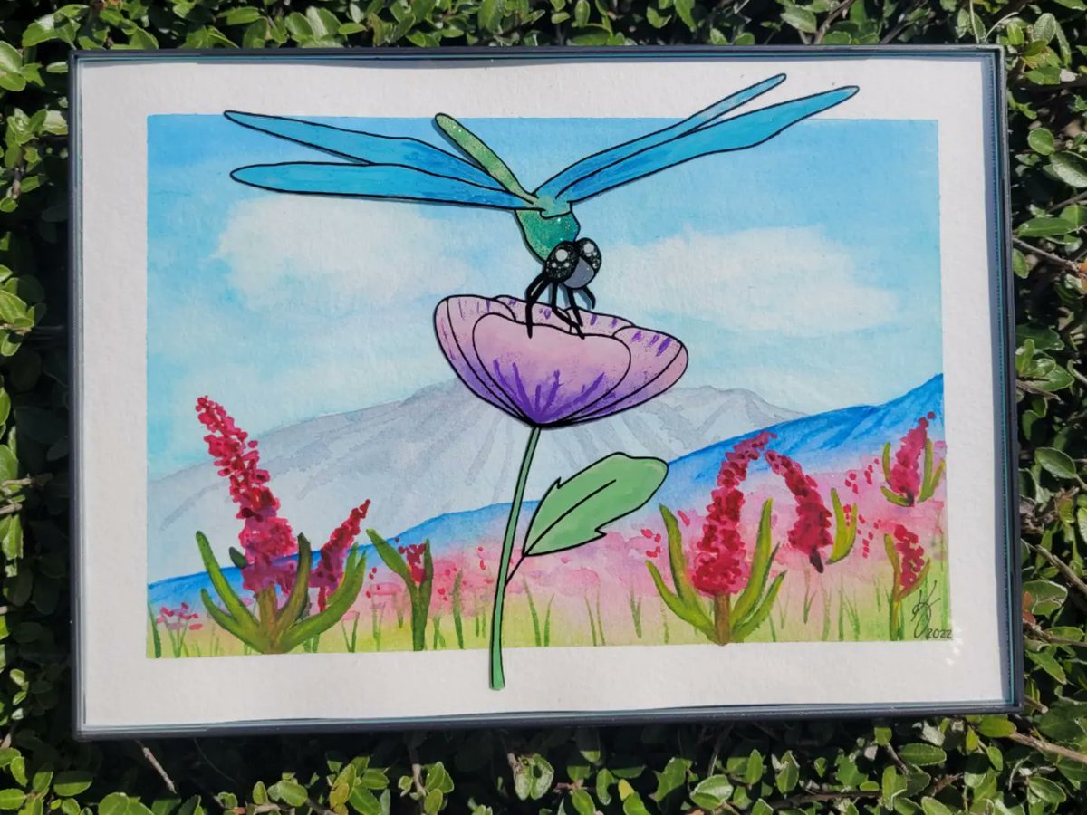 Commissioned dragonfly painting #dragonfly #watercolor #dragonflyart #dragonflypainting #glasspainting