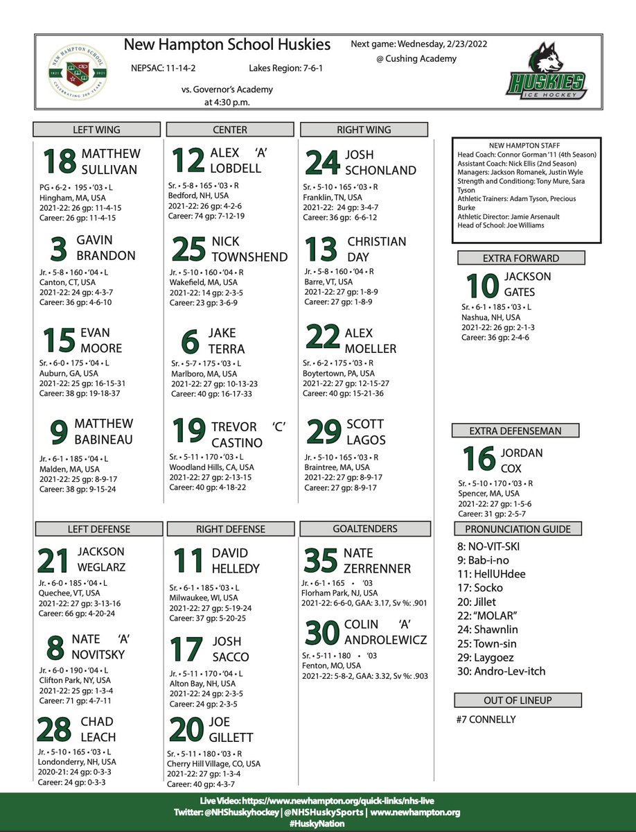 NHShuskyhockey's tweet photo. GAME DAY! Only home game on campus so come out and support! #HuskyNation #PackTheJake
๐ @GovsAcadHockey
โฐ 4:30 PM
๐ Jacobson Arena
๐บ https://t.co/vmyclR9onD https://t.co/RIxJcaW6cl