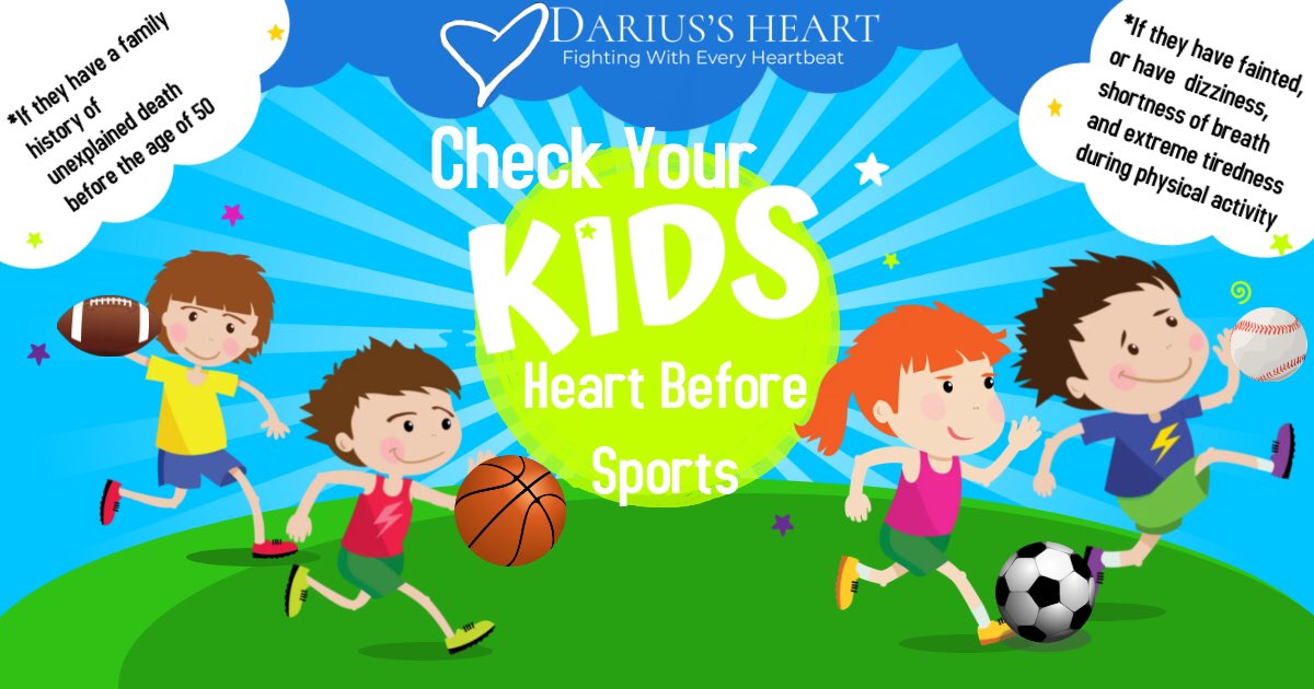 DariussHeart's tweet photo. Don’t settle for just the pre-participation physical, if your child has a family history of unexplained death before age 50, has fainted or becomes dizzy, has chest pain, shortness of breath, extreme tiredness or pounding heartbeat during physical activity. #heartmonth #chd https://t.co/McBGOr9wHk