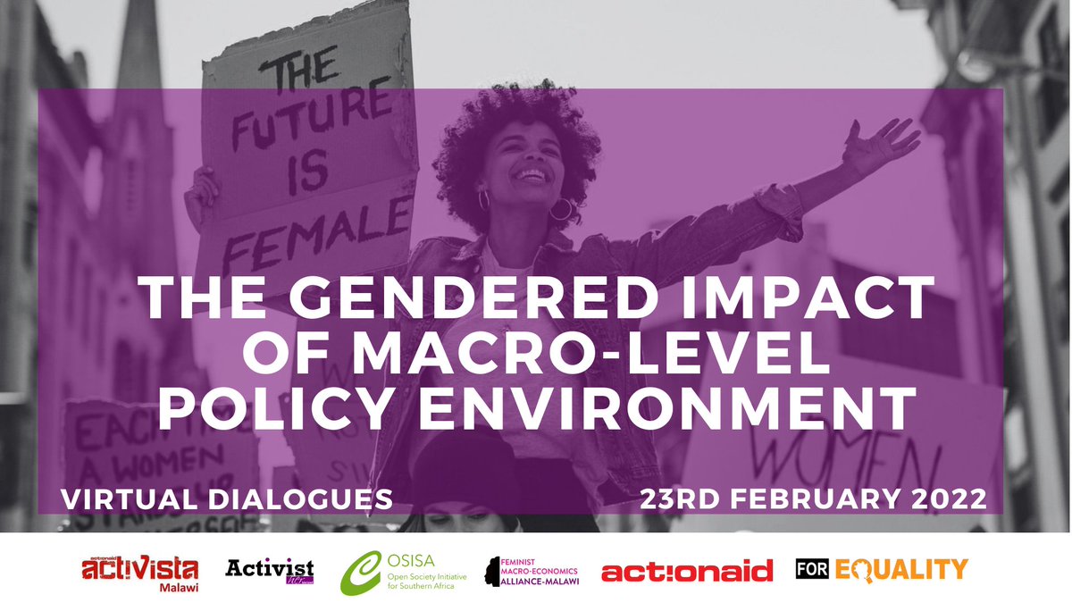 forequality_mw's tweet photo. Have you registered yet?
Join us on the 23rd of February for our virtual dialogues on "The Gendered Impact of the Macroeconomics", a discussion that will look into Tax Justice and Public Debt.
Register in advance for this webinar:
https://t.co/7KrKrPveOM
See you there! https://t.co/yTz4X0SbzM