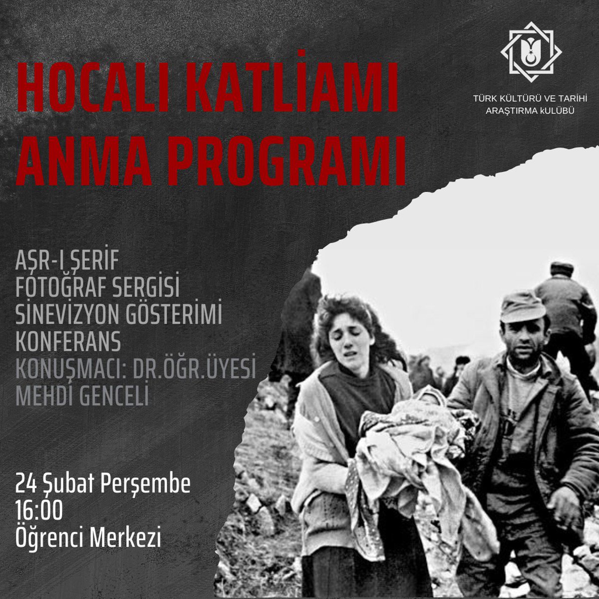ihutuktak's tweet photo. Hocalı Katliamı'nın üzerinden 30 yıl geçmişken katliamın acısı hâlâ taze. Türk Kültürü ve Tarihi Araştırma Kulübü olarak insanlık tarihine kara bir leke olarak kalan bu katliamı unutmamak ve unutturmamak için çabalamayı bir sorumluluk olarak kabul ediliyoruz. https://t.co/enrjbWMTse