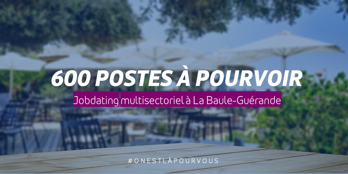 #Recrutement | Tourisme, hôtellerie-restauration, commerce, paysage, bâtiment, aide à la personne : ce ne sont pas moins de 6⃣0⃣0⃣ postes qui seront à pourvoir ce samedi 26 février à #LaBaule. 🗓️Rdv à la salle des Floralies de 10h à 15h👉  plmpl.fr/c/SuatD #TousMobilisés