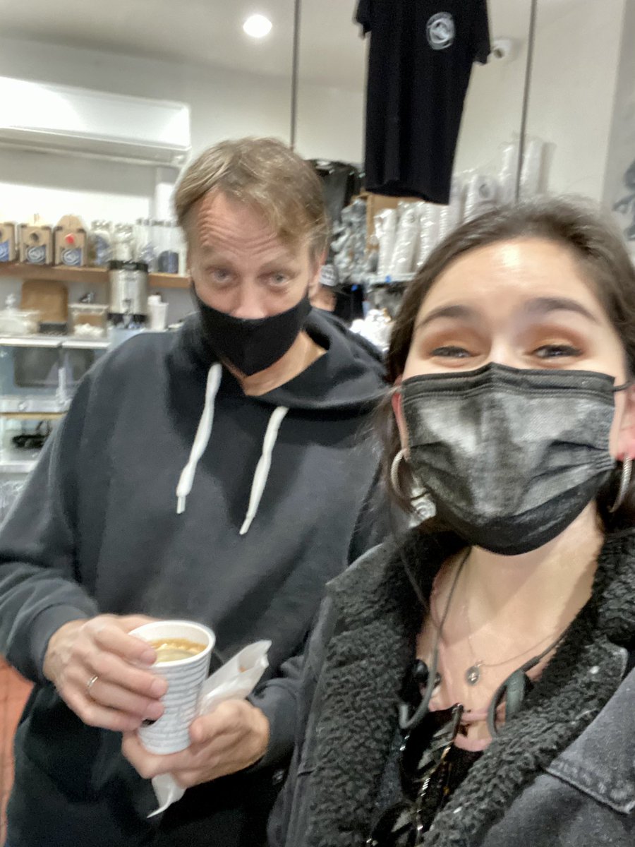 DentAggie's tweet photo. Just another day in NYC, bumping into @tonyhawk on a coffee run https://t.co/HvCHTVYuuw