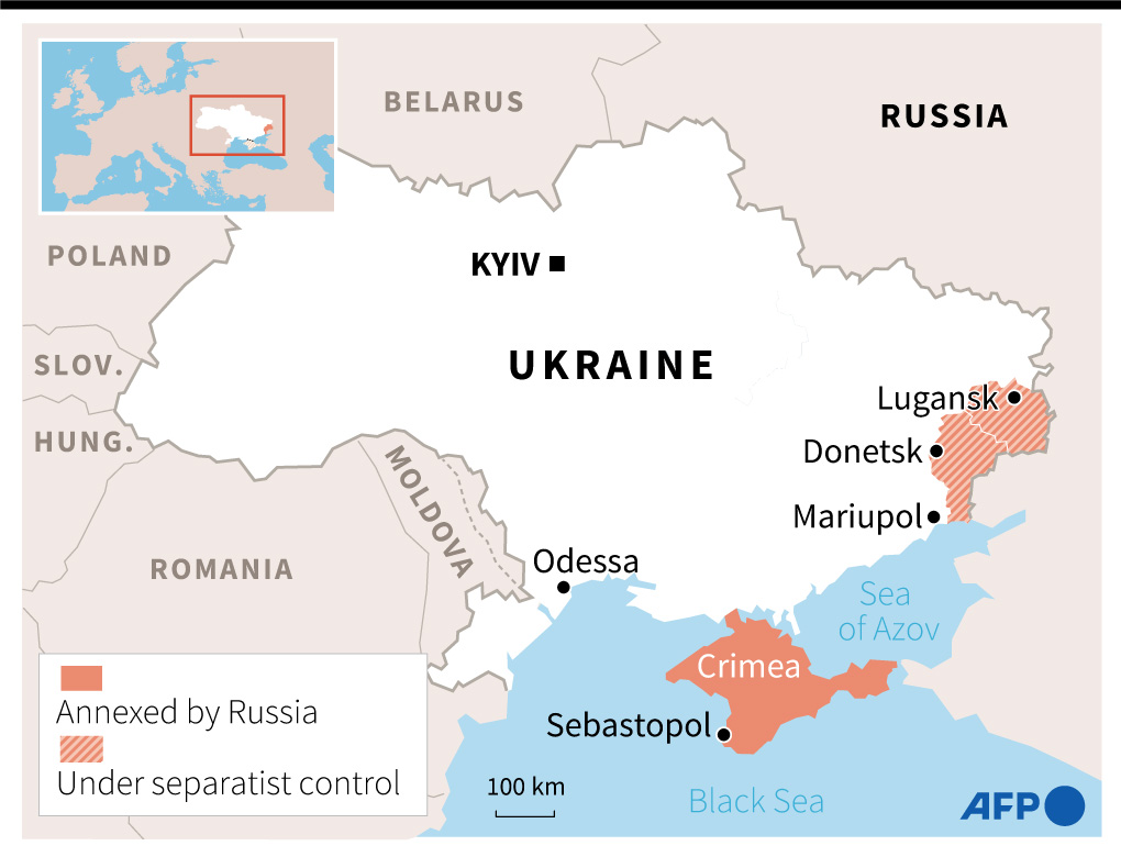 AFP's tweet photo. #UPDATE Russian President Vladimir Putin said Monday he would decide by the end of the day whether to recognise two rebel regions of Ukraine as independent, a move that could set off a potentially catastrophic conflict with Kyiv's Western-backed government https://t.co/5cRQFoMssy https://t.co/uUwvogPlzN